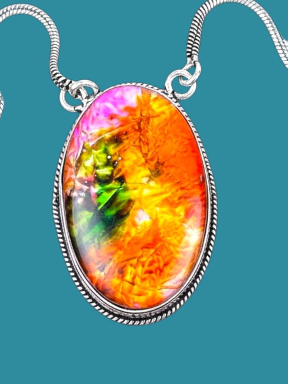 Dichroic Glass 925 Silver Handmade Necklace of 16-18"